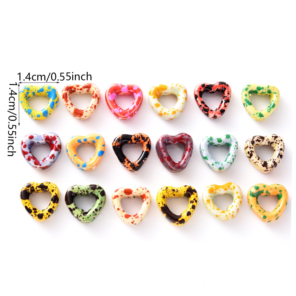 10pcs Colorful Heart-Shaped Ceramic Beads for Jewellery Making